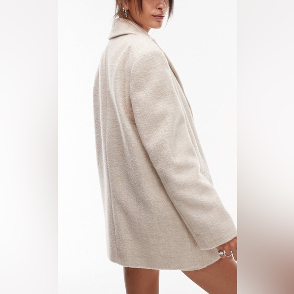 Topshop oversized brushed blazer coat in oat size US 4 white cream color - Picture 7 of 7